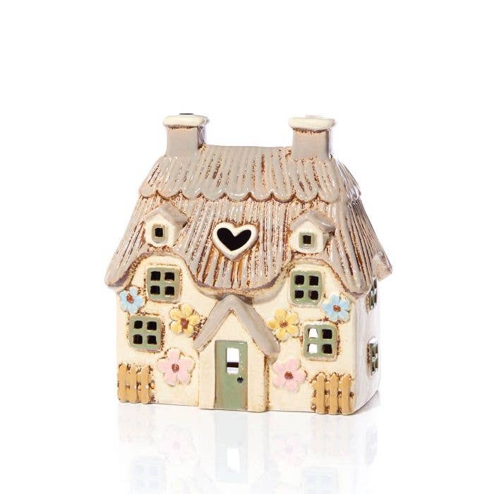 Ceramic Cottage Tealight Holder With Flowers Langs