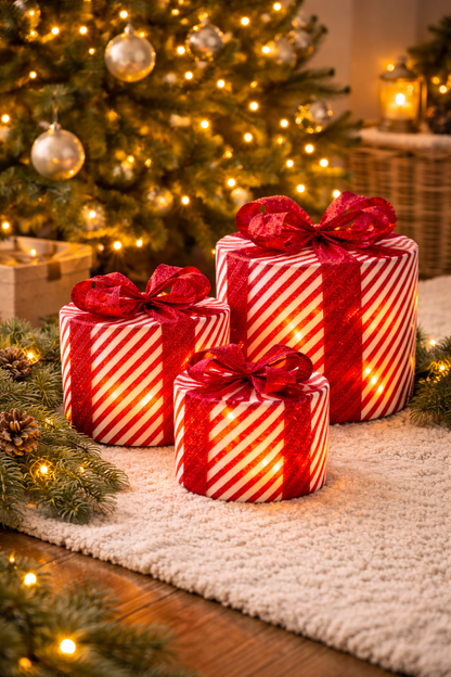 Light Up Bow Presents, Set of 3 - Arriving October 2026 Mr & Mrs Christmas