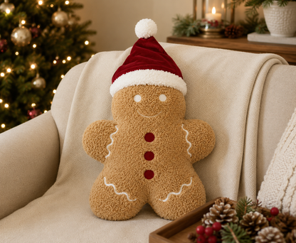 Santa Hat Gingerbread Man Christmas Cushion Mr & Mrs Christmas