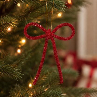 Red Jeweled Bow Christmas Ornament