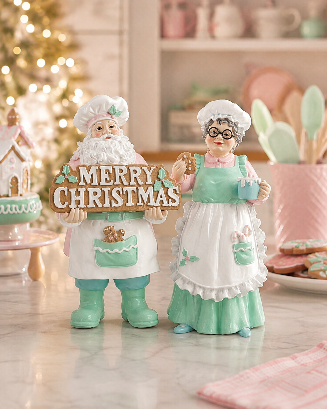 Christmas Bakery Santa & Mrs Claus Set Mr & Mrs Christmas