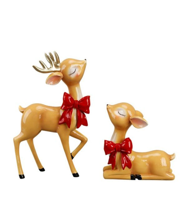 Christmas Bow Reindeer Pair Mr & Mrs Christmas