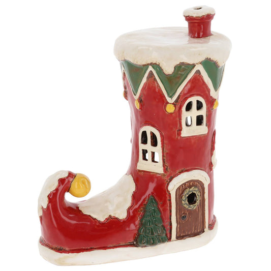 Christmas Cottage Elf Boot House Tealight Joe Davies
