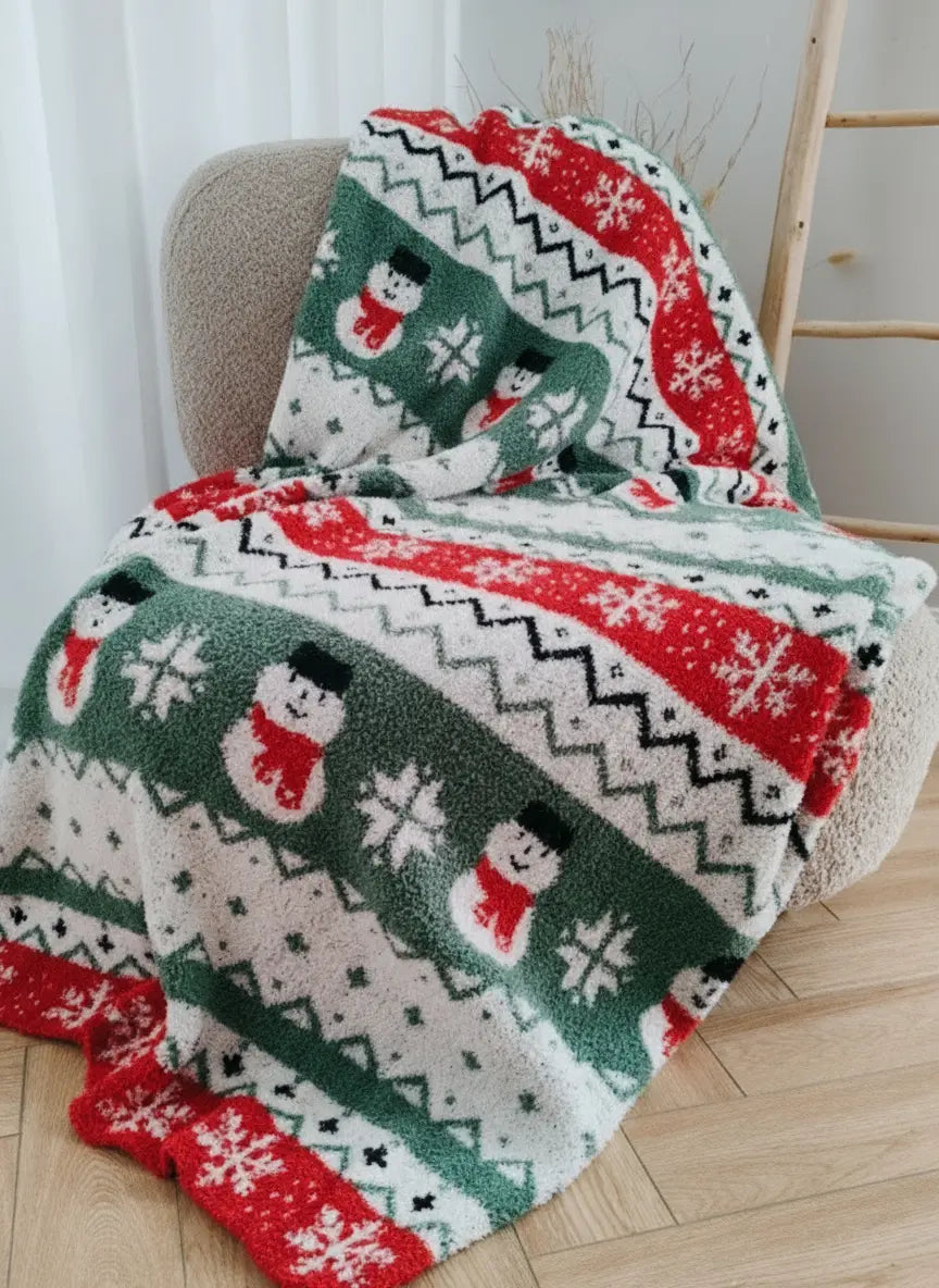 Christmas Luxe Blanket - Snowman Fair Isle Mr & Mrs Christmas