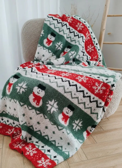 Christmas Luxe Blanket - Snowman Fair Isle Mr & Mrs Christmas