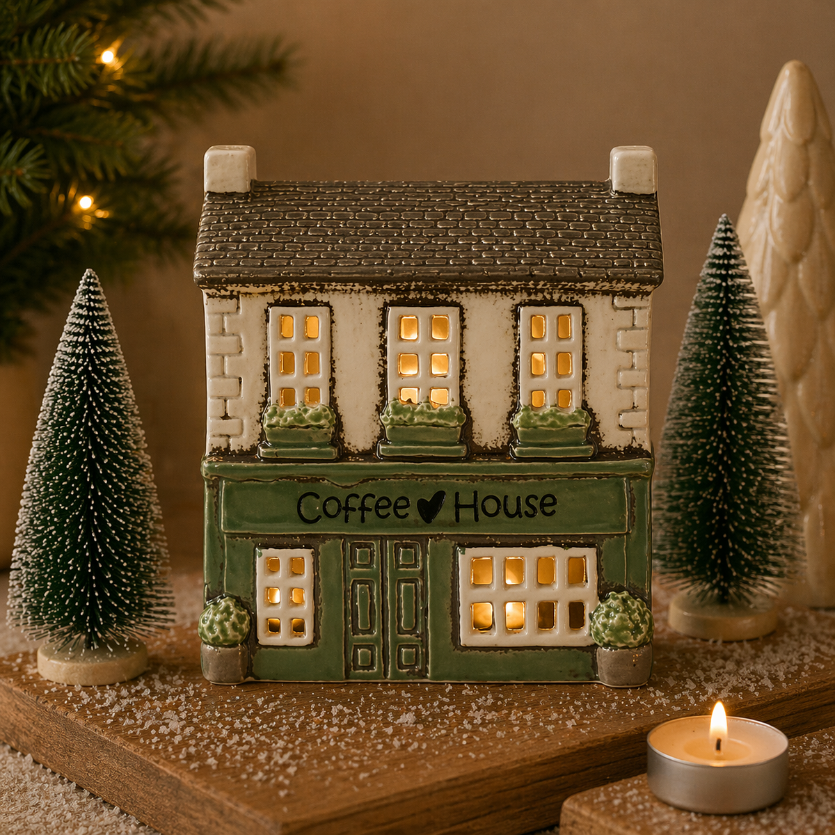 Coffee Tealight House Mr & Mrs Christmas
