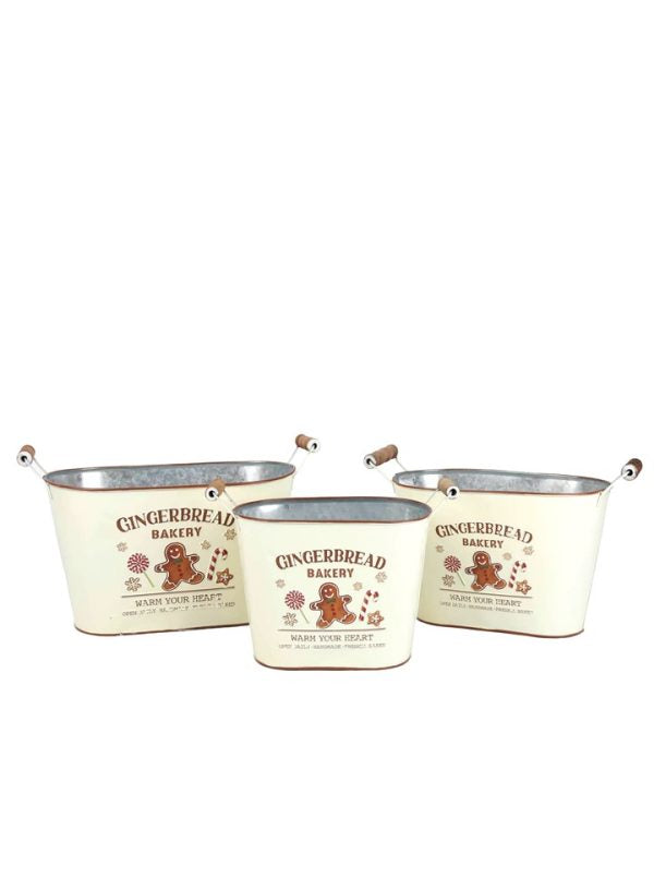 Gingerbread Bakery Metal Tin Set Mr & Mrs Christmas