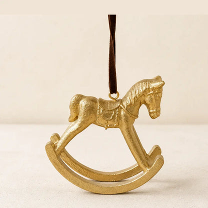 Gold Iron Rocking Horse Ornament