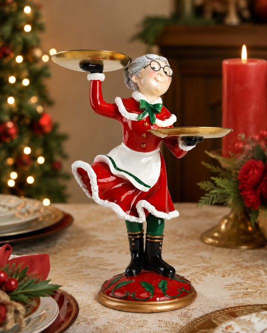Holly Jolly Mrs Claus with Trays Mr & Mrs Christmas