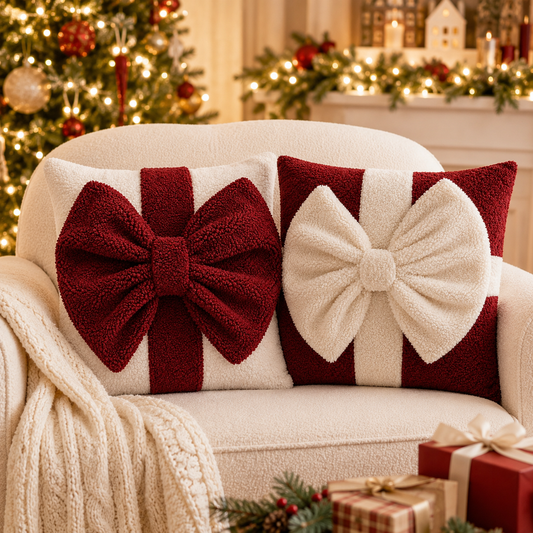 Large Sherpa Gift Box Christmas Cushion Mr & Mrs Christmas