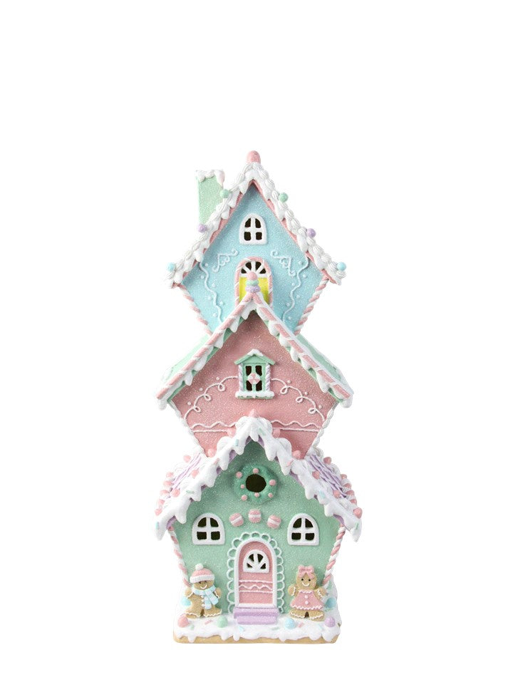 Pastel Three-Storey Gingerbread House Mr & Mrs Christmas