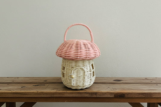 Pink Rattan Mushroom House heartnests