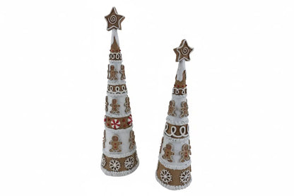 Set of 2 Christmas Gingerbread Trees Mr & Mrs Christmas