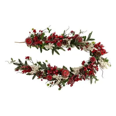 Red Apple & White Berry Garland Mr & Mrs Christmas