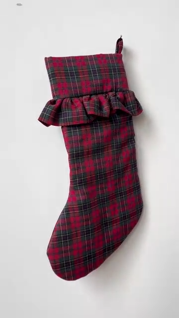 Red Plaid Ruffle Christmas Stocking