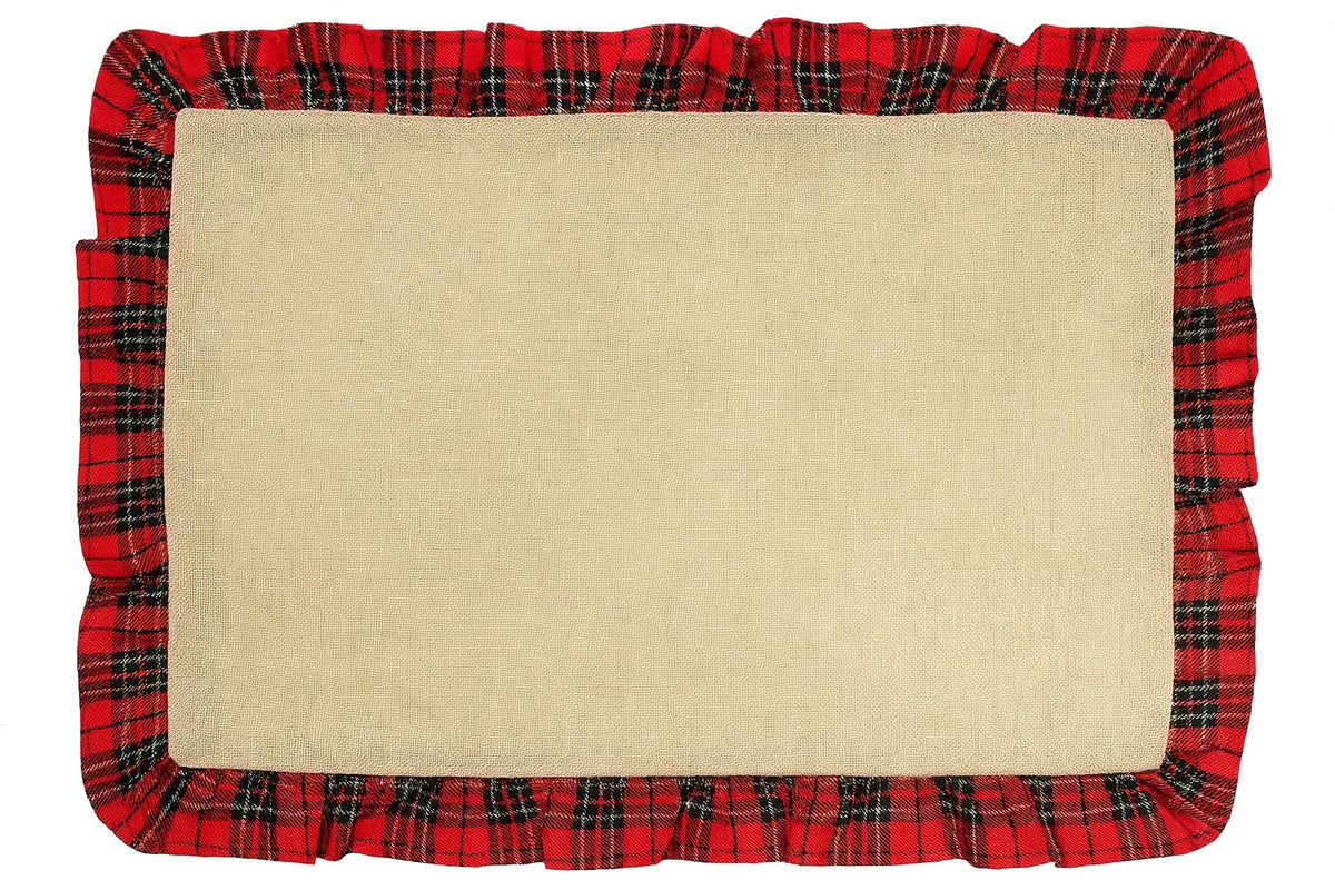 Ruffled Tartan Trim Holiday Placemat