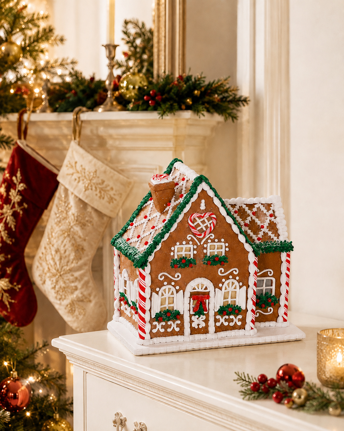 Traditional Clay Gingerbread House LED Mr & Mrs Christmas