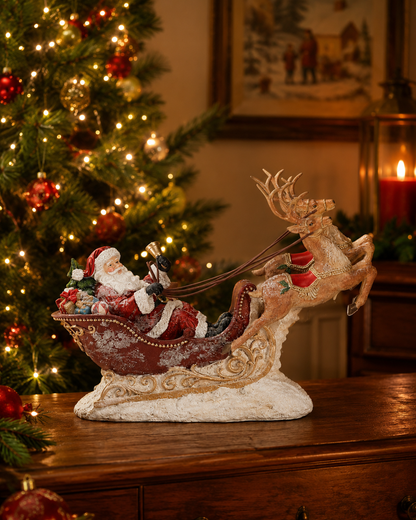 Traditional Santa Sleigh in Snow Mr & Mrs Christmas