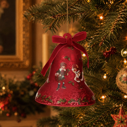 Vintage Christmas Carol Glass Bell Ornament