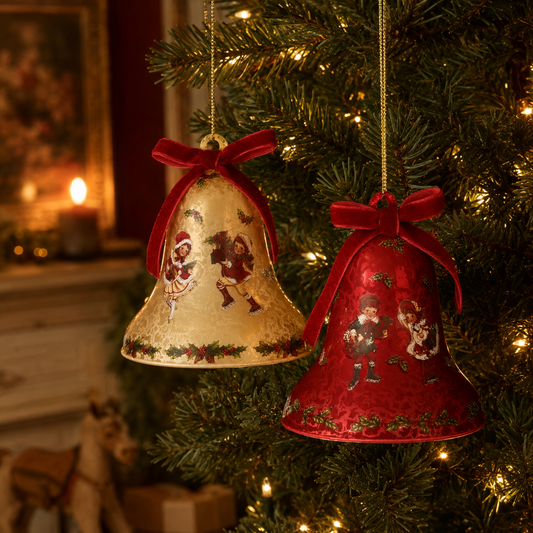 Vintage Christmas Carol Glass Bell Ornament