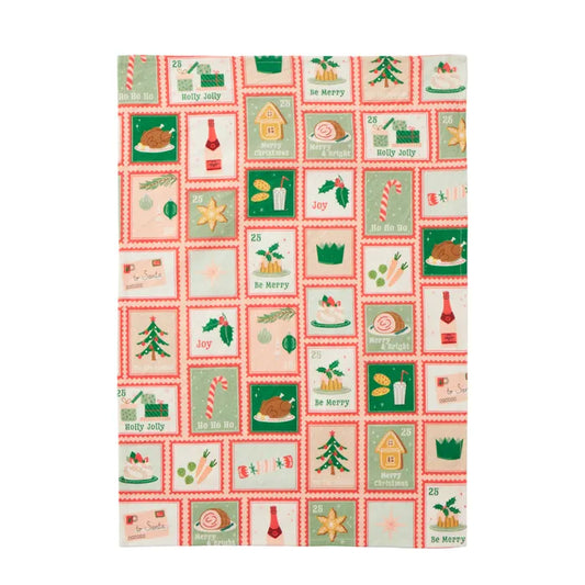 Christmas Stamp Tea Towel - Arriving October 2026 Coast To Coast Imports