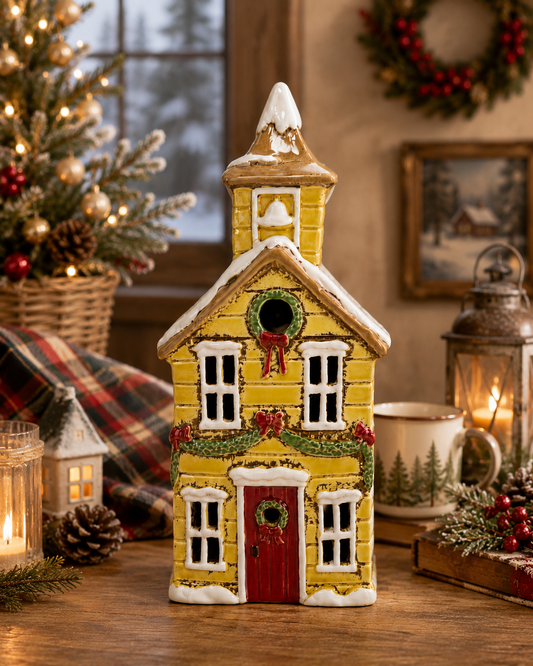 Yellow Christmas Tealight Church Mr & Mrs Christmas