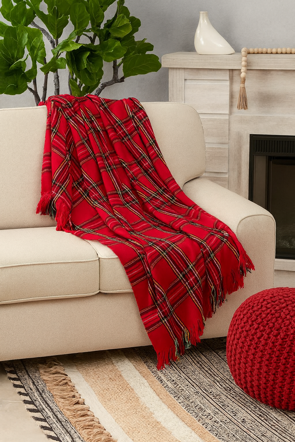 Classic Red Plaid Cozy Throw Blanket - Mr & Mrs Christmas