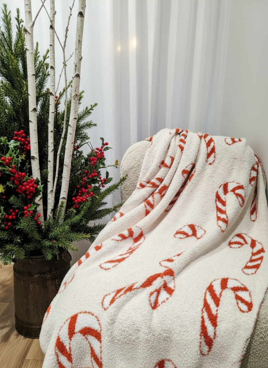 Christmas Luxe Blanket - Candy Cane - Mr & Mrs Christmas
