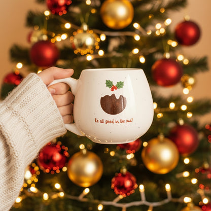 All Good in the Pud Rounded Christmas Mug - Mr & Mrs Christmas