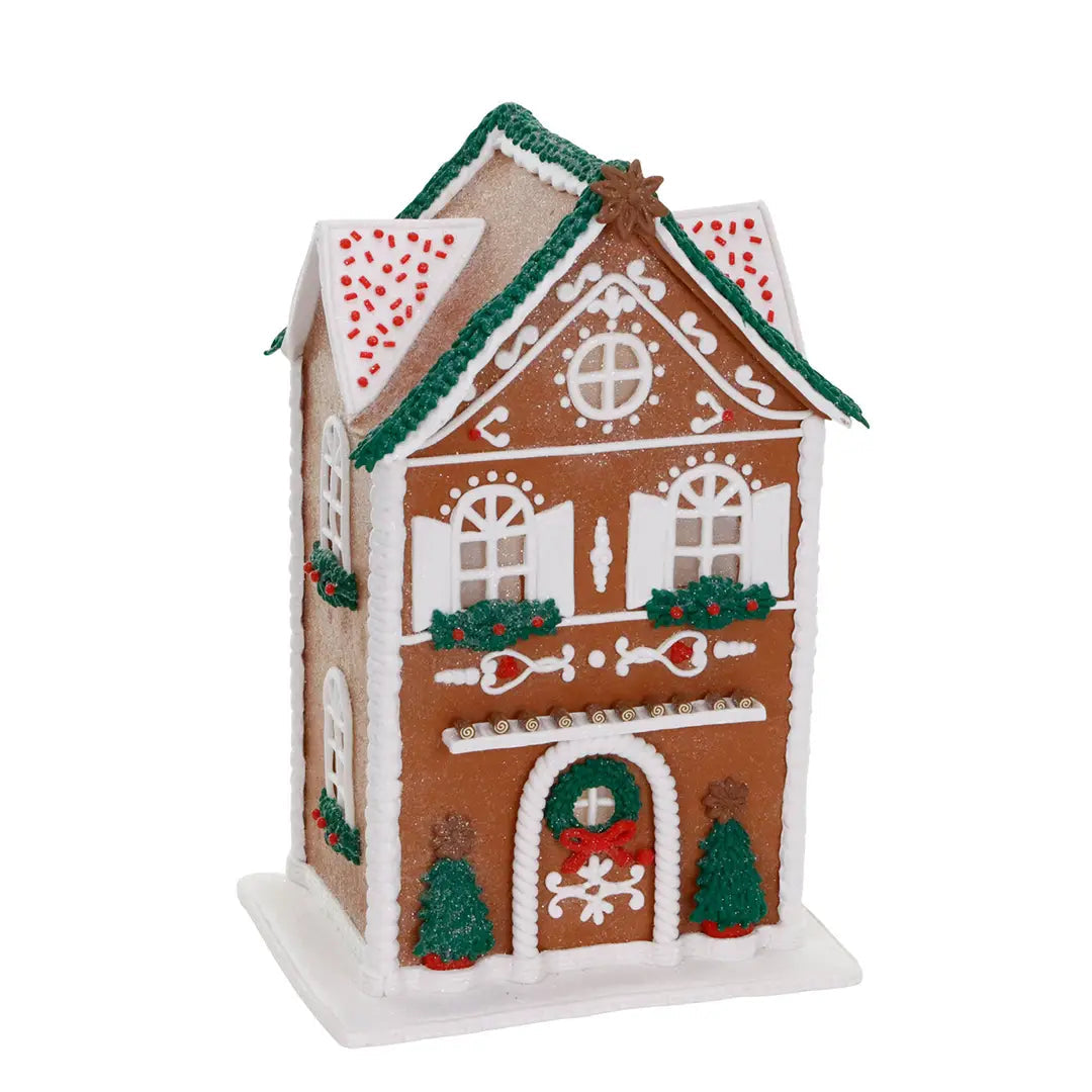 Tall Traditional Clay Gingerbread House Mr & Mrs Christmas