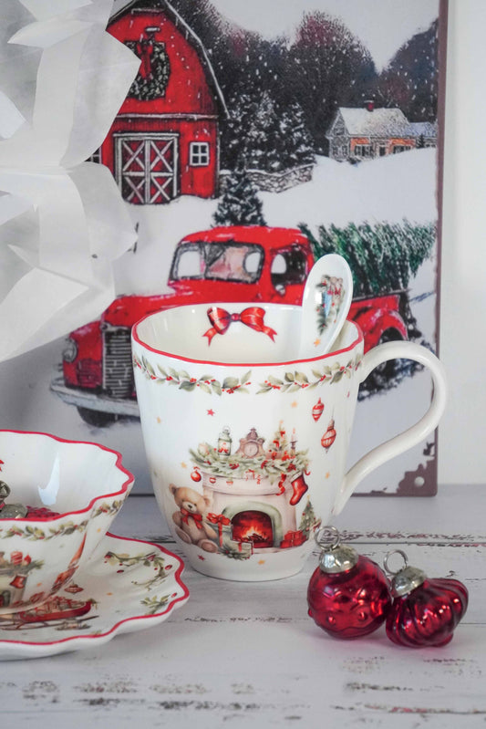 Vintage Christmas Porcelain Mug - Mr & Mrs Christmas