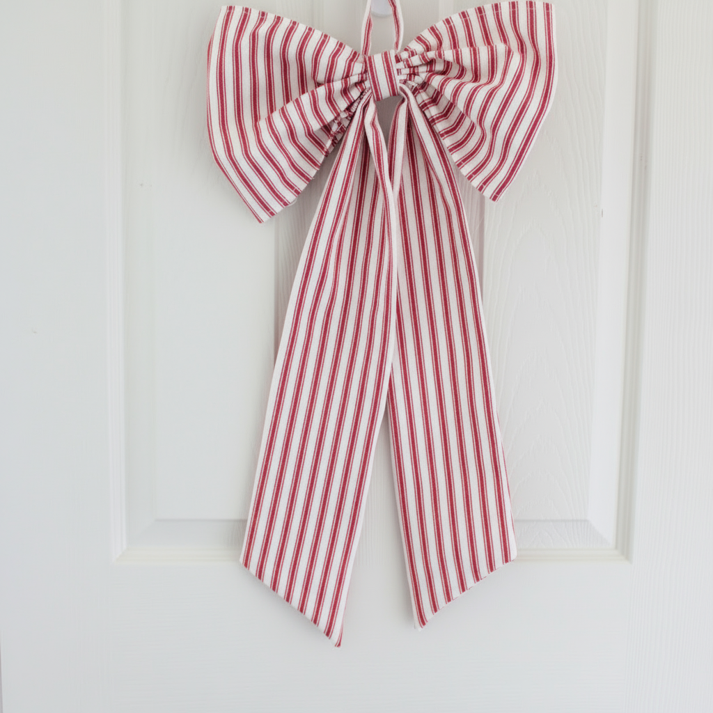 Christmas Bow - Red Stripe - Mr & Mrs Christmas