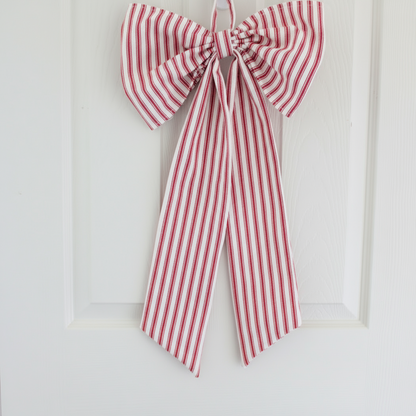 Christmas Bow - Red Stripe - Mr & Mrs Christmas