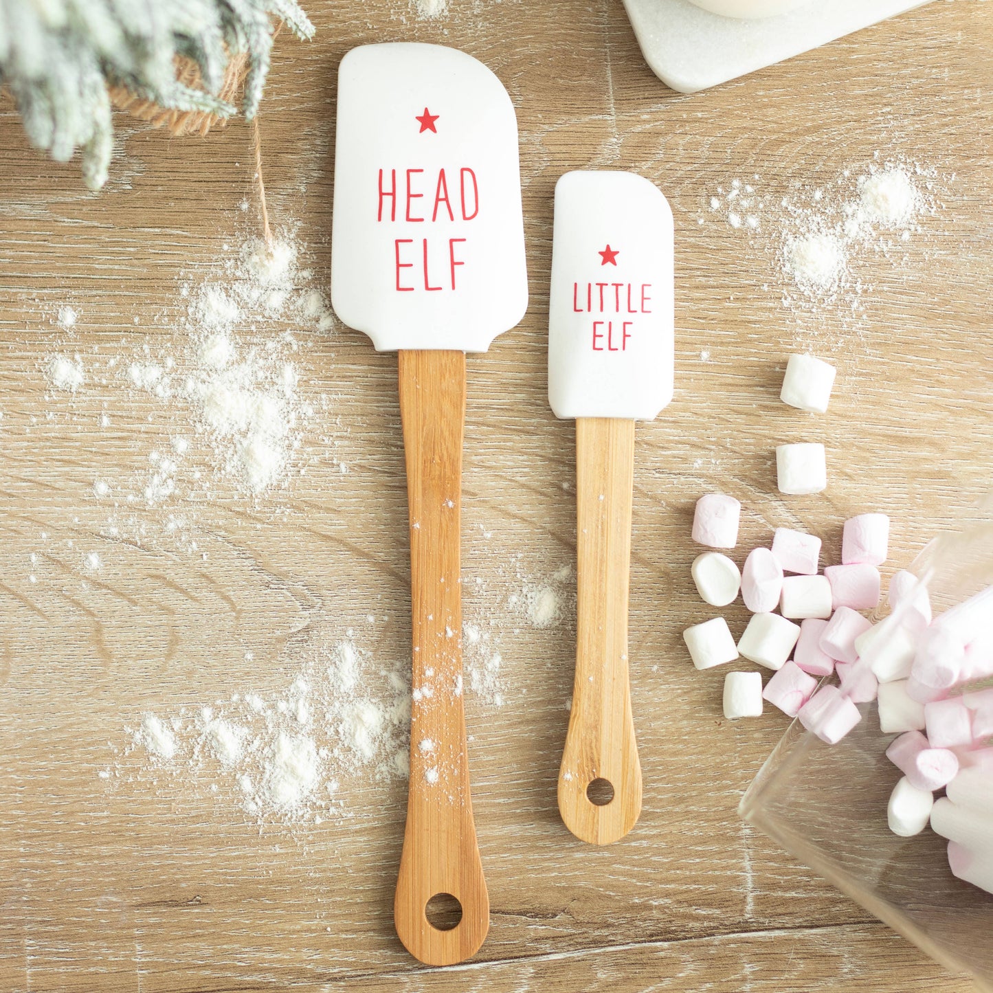 Head Elf & Little Elf Silicone Christmas Baking Spatula Set - Mr & Mrs Christmas