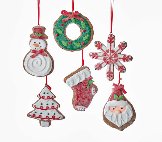 Gingerbread Christmas Cookie Ornaments - Set of 6 - Mr & Mrs Christmas