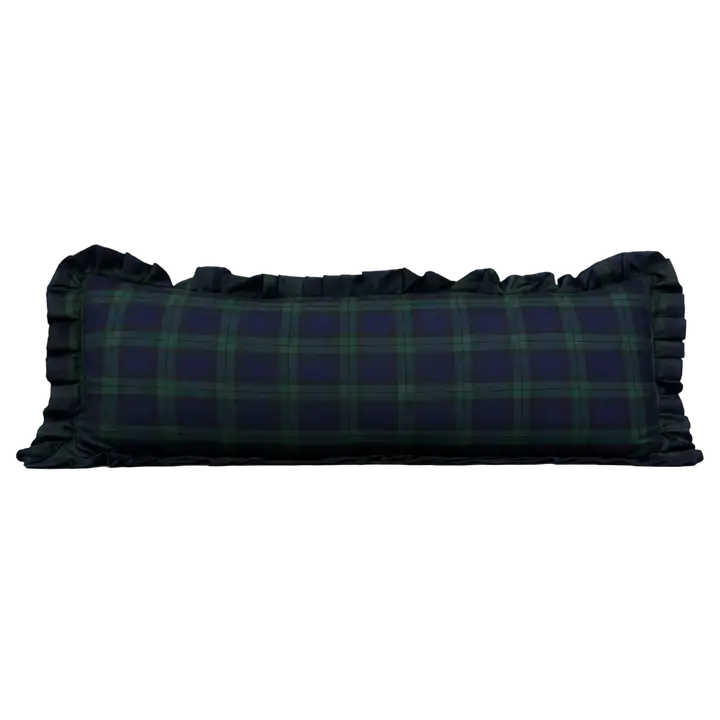 Oversized Green Plaid Ruffle Bolster Cushion