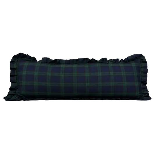 Oversized Green Plaid Ruffle Bolster Cushion