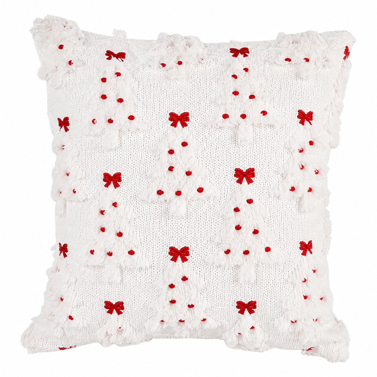 White Christmas Tree & Bow Cushion Mr & Mrs Christmas