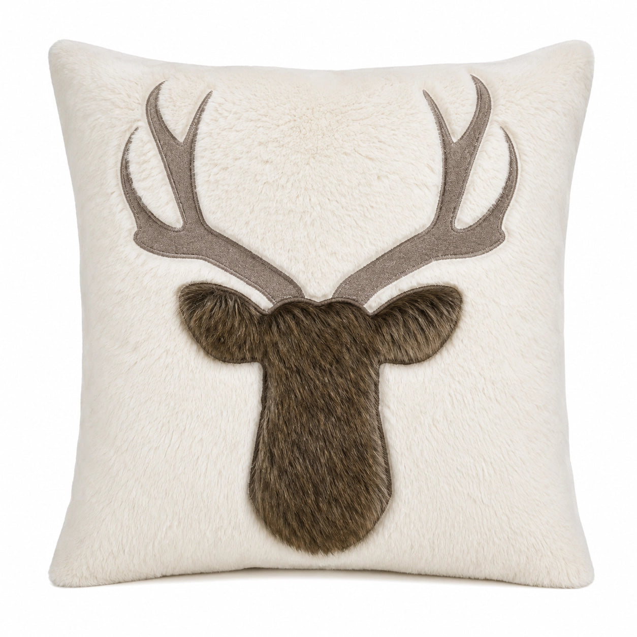 Down-Filled Rustic Deer Faux Fur Cushion