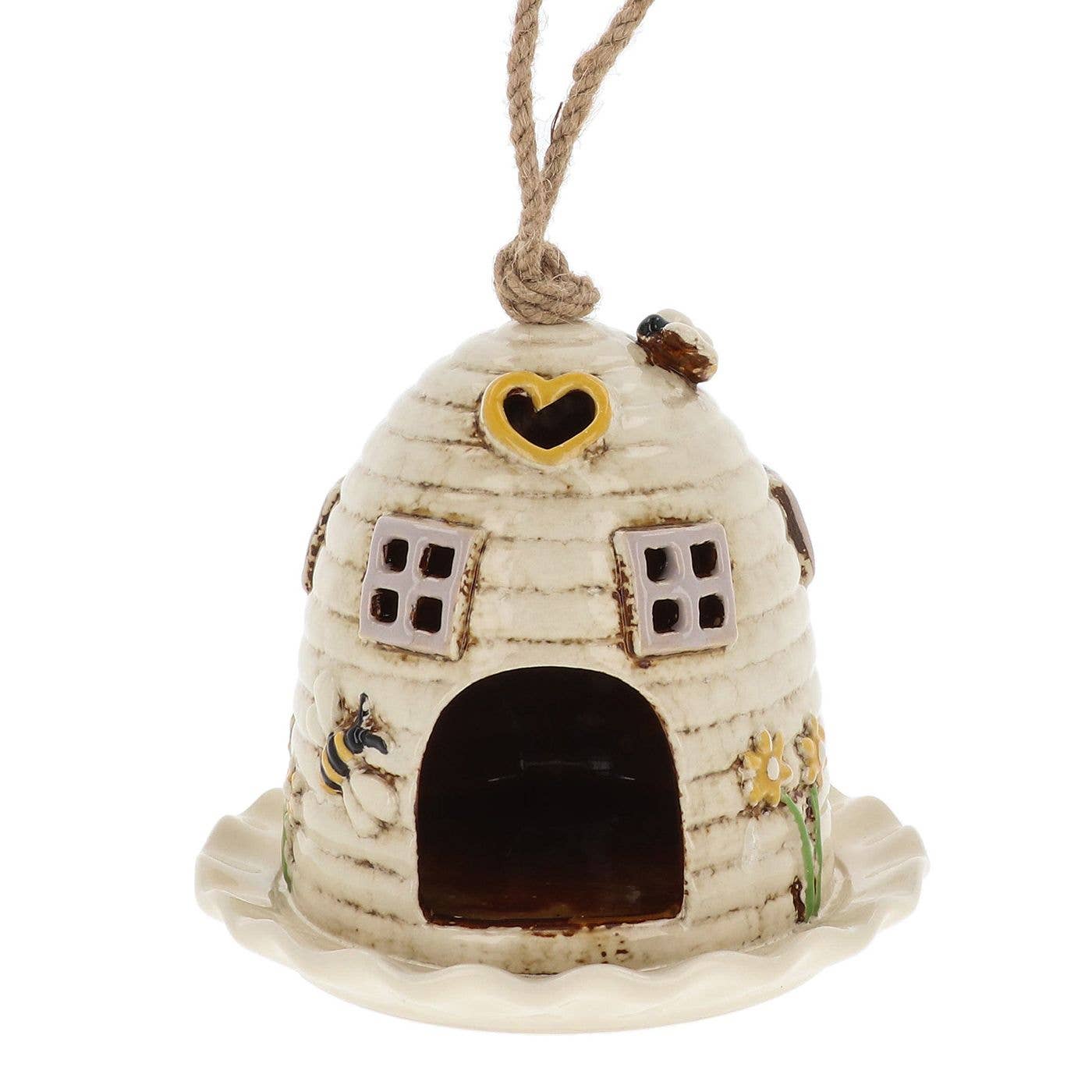 Village Pottery Beehive Cream Bird Feeder Joe Davies