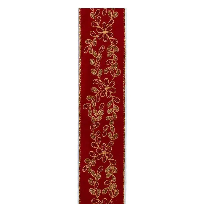 Cranberry & Gold Christmas Decorating Ribbon - 9m