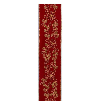 Cranberry & Gold Christmas Decorating Ribbon - 9m
