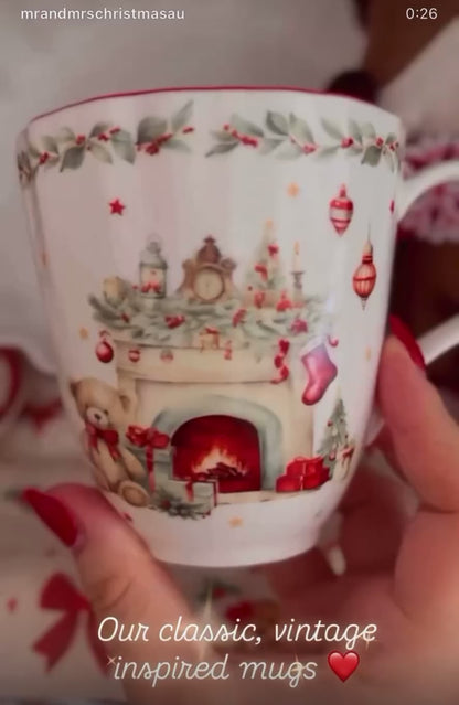 Vintage Christmas Porcelain Mug